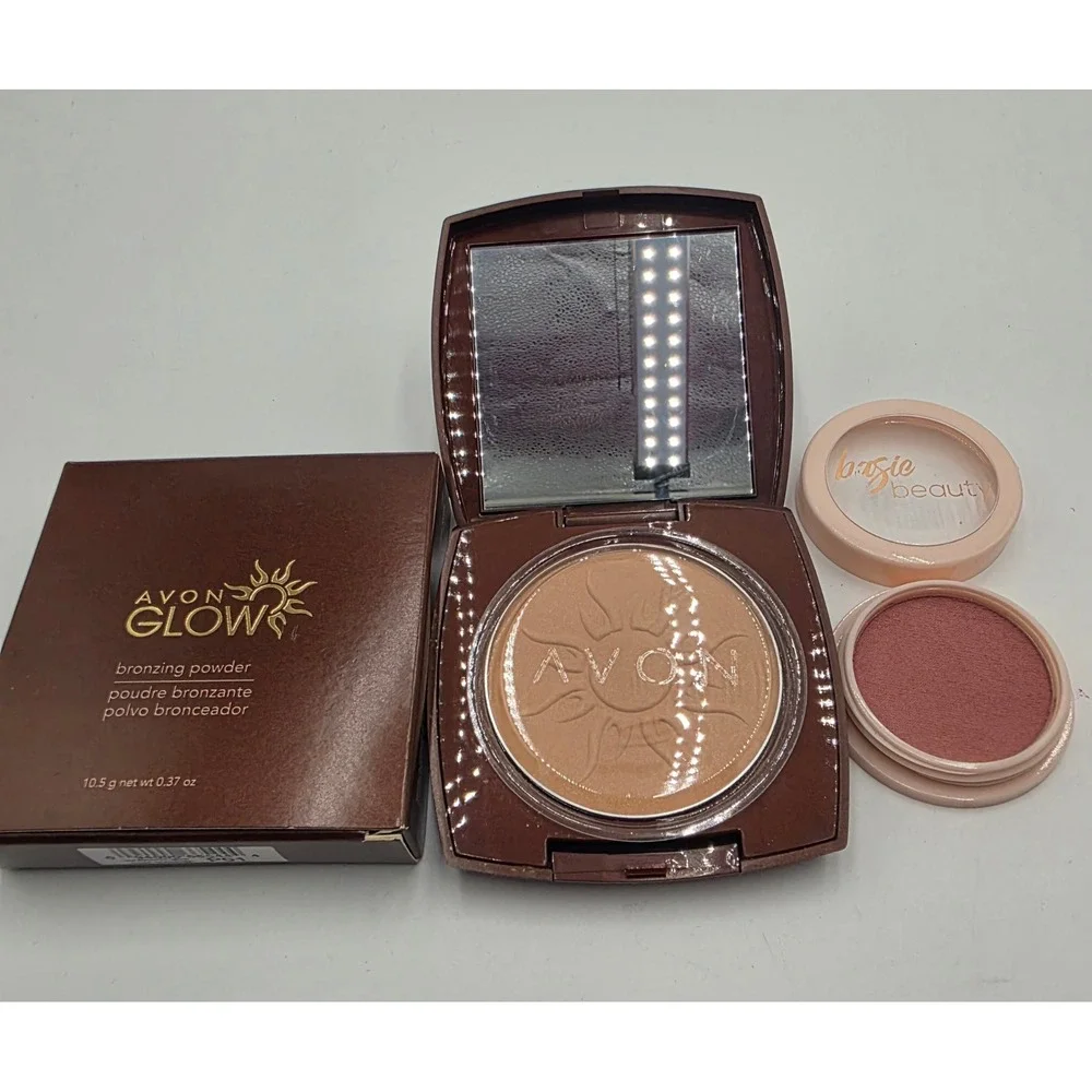 Avon Glow Bronzing Powder Sunkissed Glow & Basic Beauty Jelly Blush Makeup Set